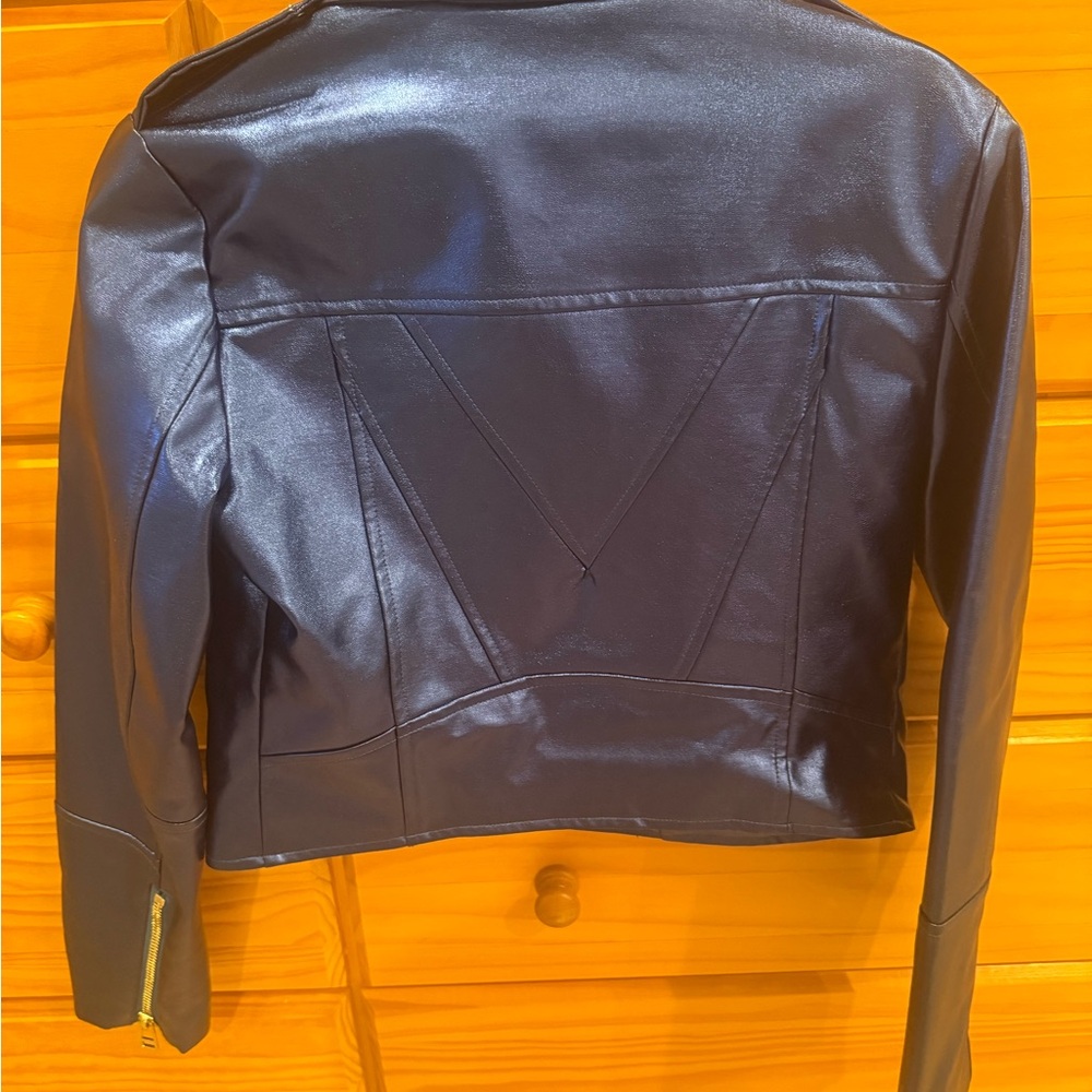 7 for All Mainkind - Stylish Blue Faux Leather Jacket. Size XS. NEW! - Picture 3 of 7